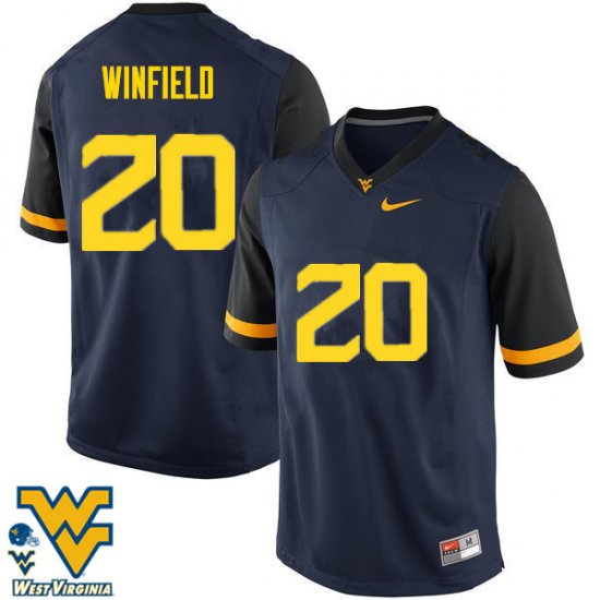 Men's West Virginia Mountaineers NCAA #20 Corey Winfield Navy Authentic Nike Stitched College Football Jersey RD15B53WA